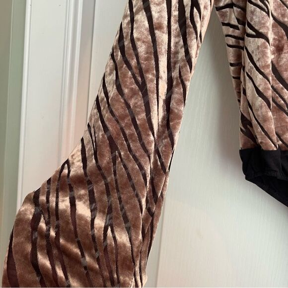 Cream/Brown and Black Velvet Zebra Print Bodysuit - Picture 8 of 11